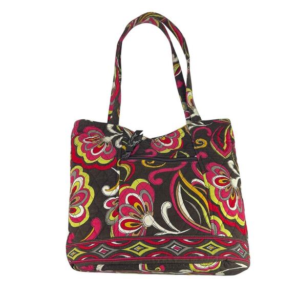 2 Piece Vera Bradley Retired Puccini Shopping Tote & Wallet Brown Yellow Red - Picture 4 of 14